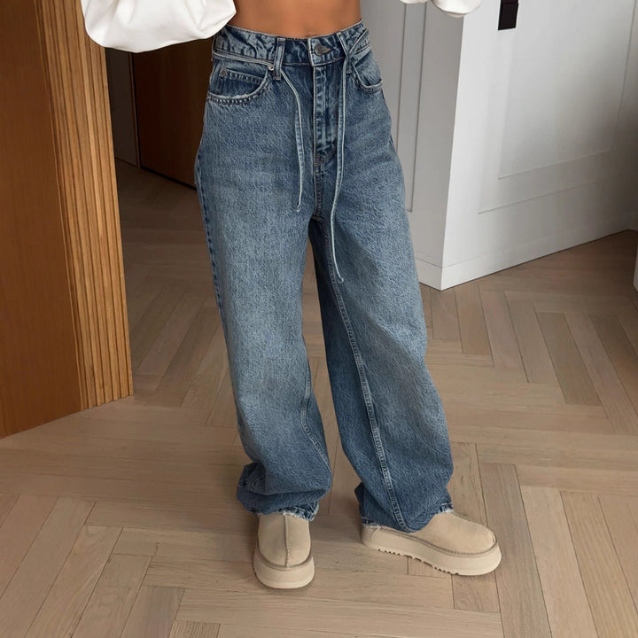 Damernes brede jeans i vintage stil med høj talje og afslappet pasform Stilla
