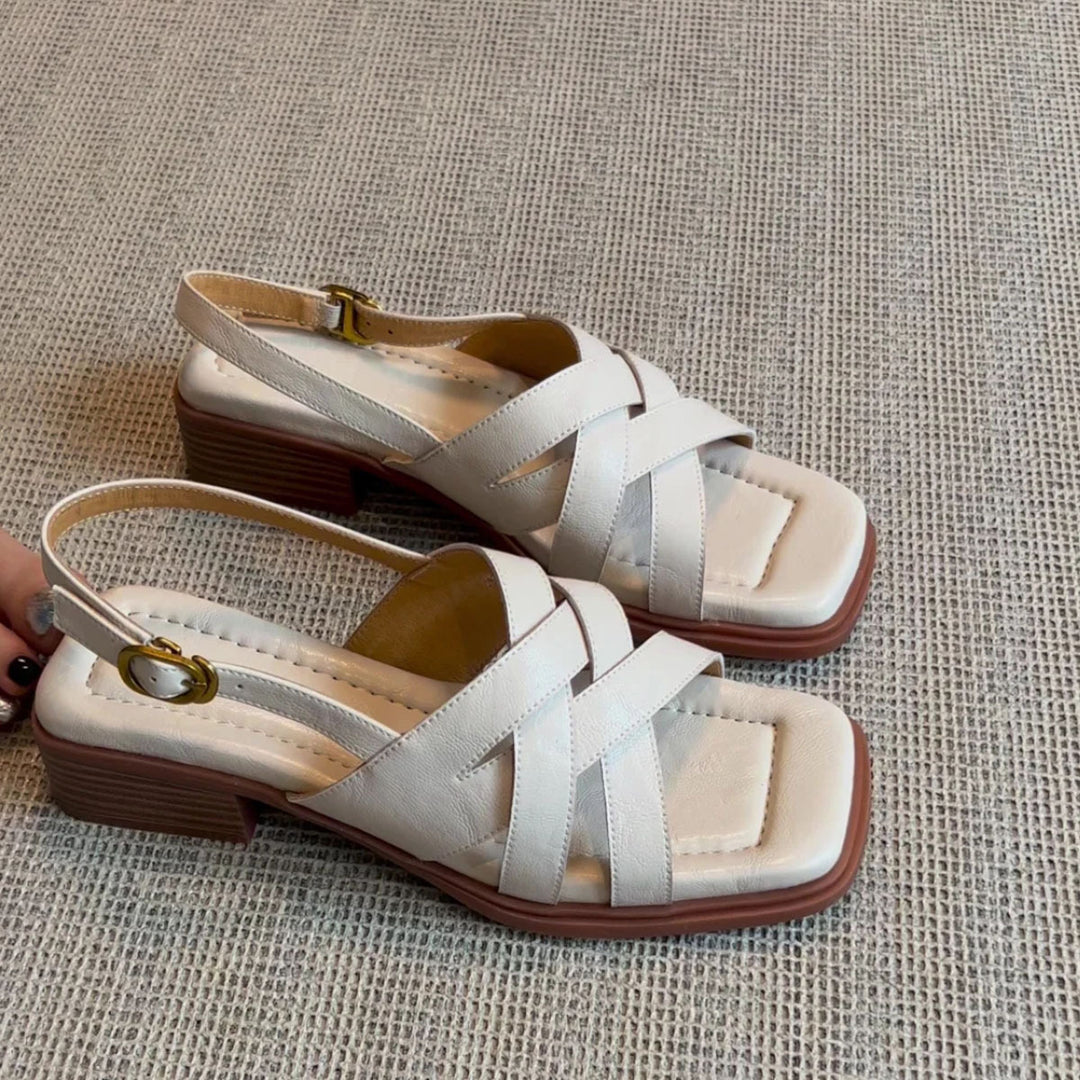 Dame Slingback Blokhælersandaler med Krydsdesign Stilla