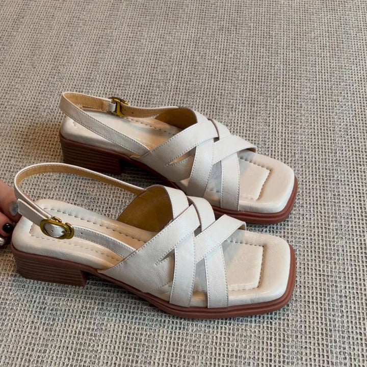 Dame Slingback Blokhælersandaler med Krydsdesign Stilla