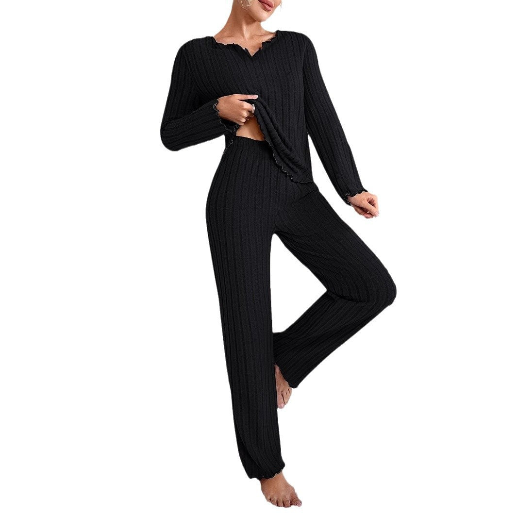 Dame hyggeligt lounge-sæt med elegante flæse detaljer Stilla
