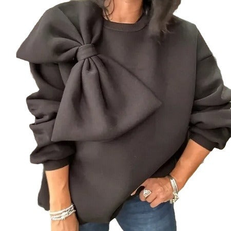 Kvinders stilfulde sweatshirt med oversized sløjfedetalje