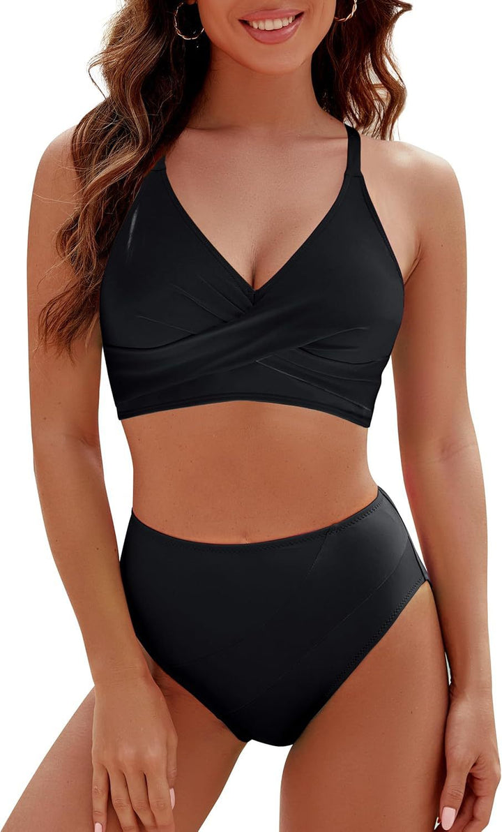 Dame Sporty Bikini-sæt med moderne indpakningsdesign Skovae