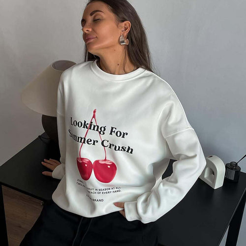 Stilla | Pullover Sweatshirt Plus Size Fit Grafikdruck Bomuldsblanding Rund halsudskæring