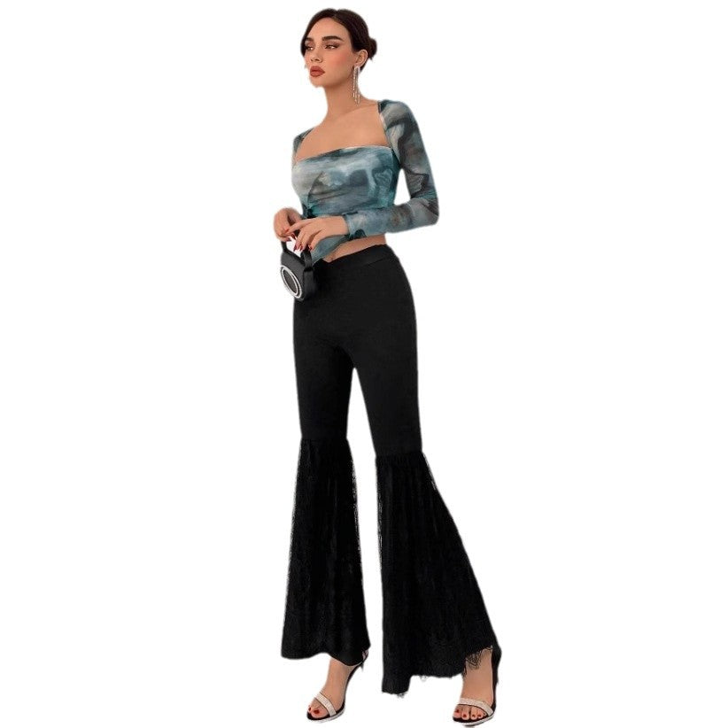Dame Kunstfærdigt trykt langærmet overdel Skovae