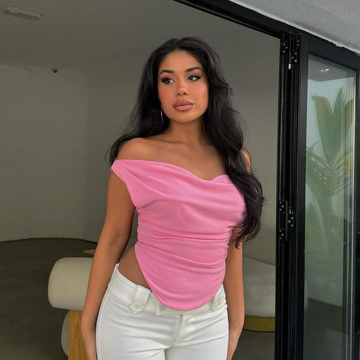 Dame Off-Shoulder Rynket Bluse Stilla