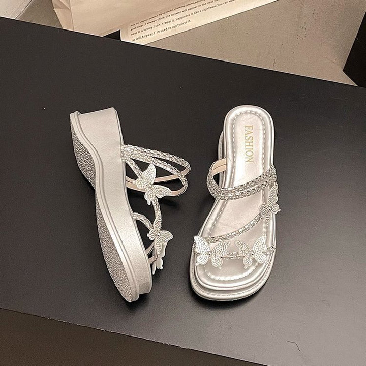 Damer platform-sandaler med funklende strass-detaljer og komfortabel sål Stilla