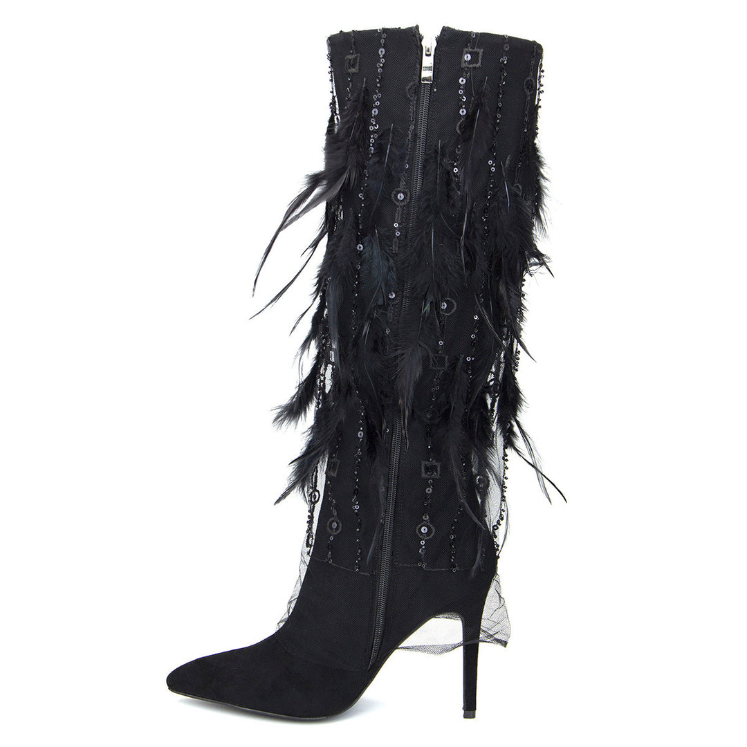 Femme High-Fashion Fjerede Stiletto-Boots Stilla