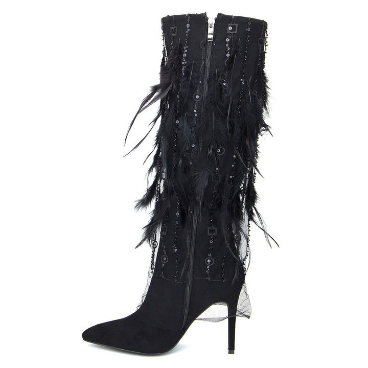 Femme High-Fashion Fjerede Stiletto-Boots Stilla