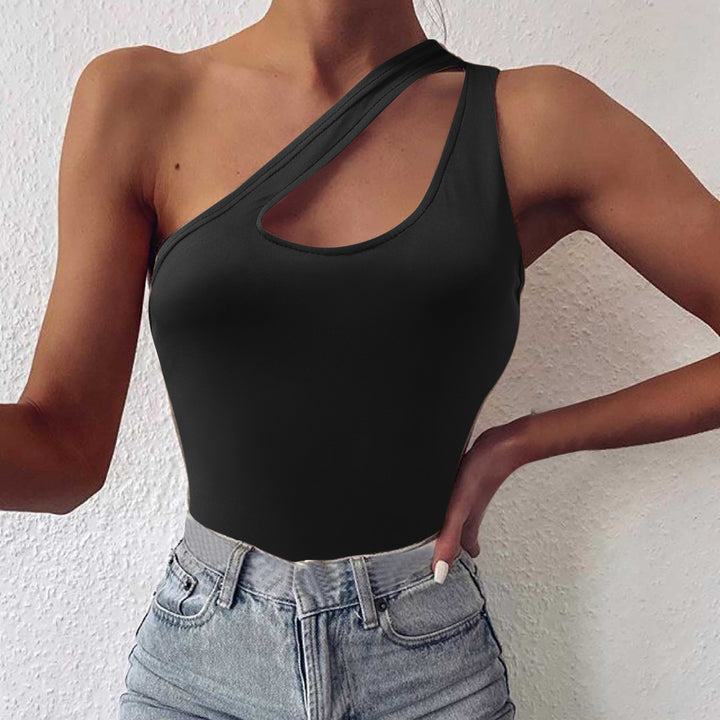 Dame asymmetrisk bodysuit med moderne cut-out detaljer