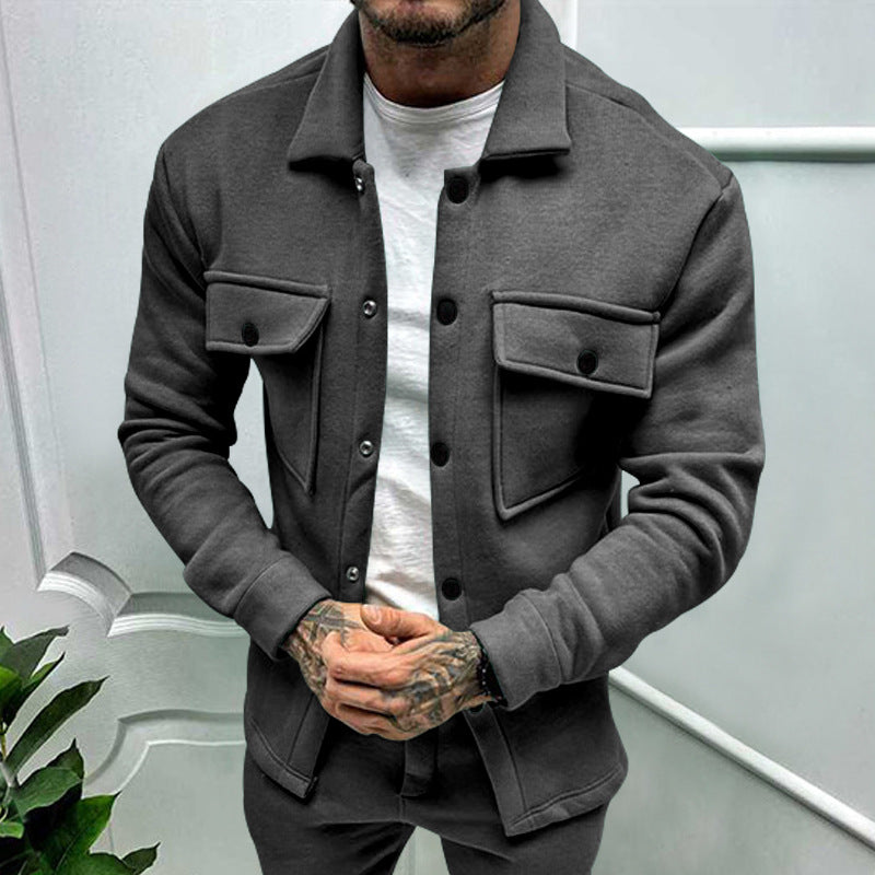 Herrer moderigtig Sweatjakke med påsyede lommer og struktureret design Stilla
