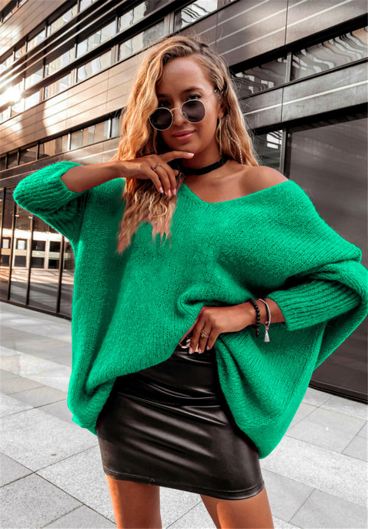 Dame Oversized Strikpullover med asymmetrisk design og afslappet snit Stilla