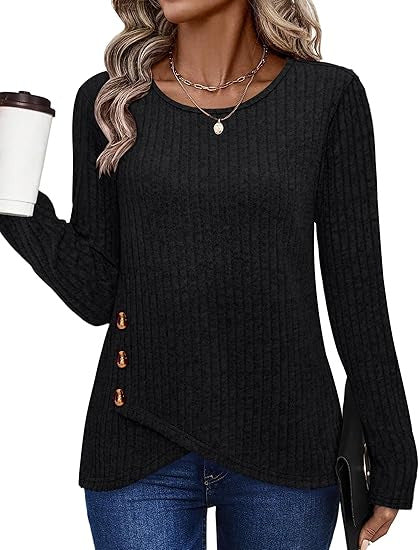 Damer fashionable og casual top med knapdetaljer Stilla
