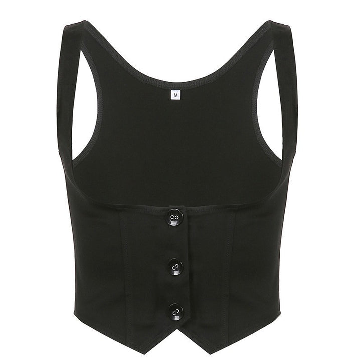 Dame Mode Crop Top med elegante knapdetaljer og tætsiddende snit Skovae