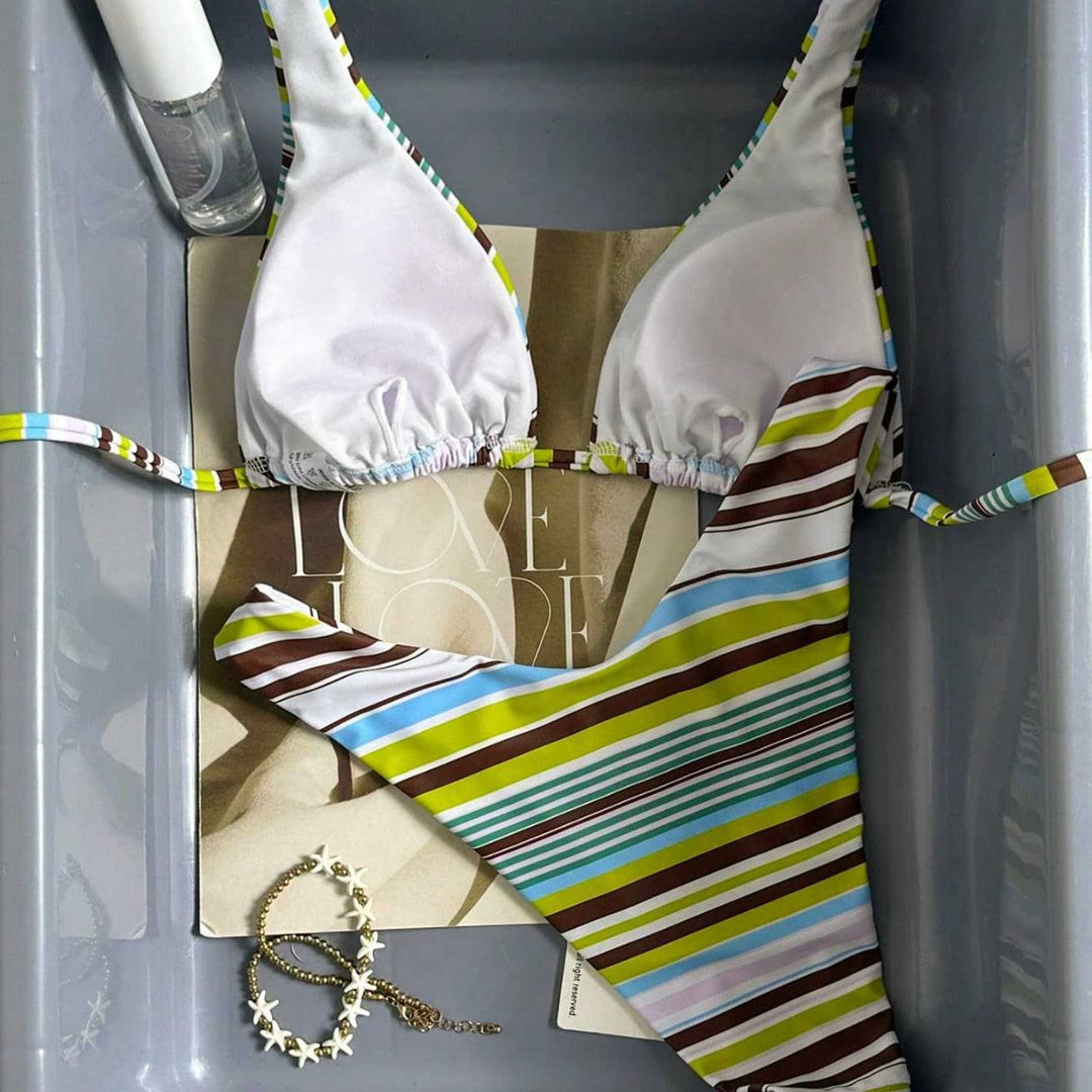 Dame triangel-bikini med højt skåret underdel Skovae