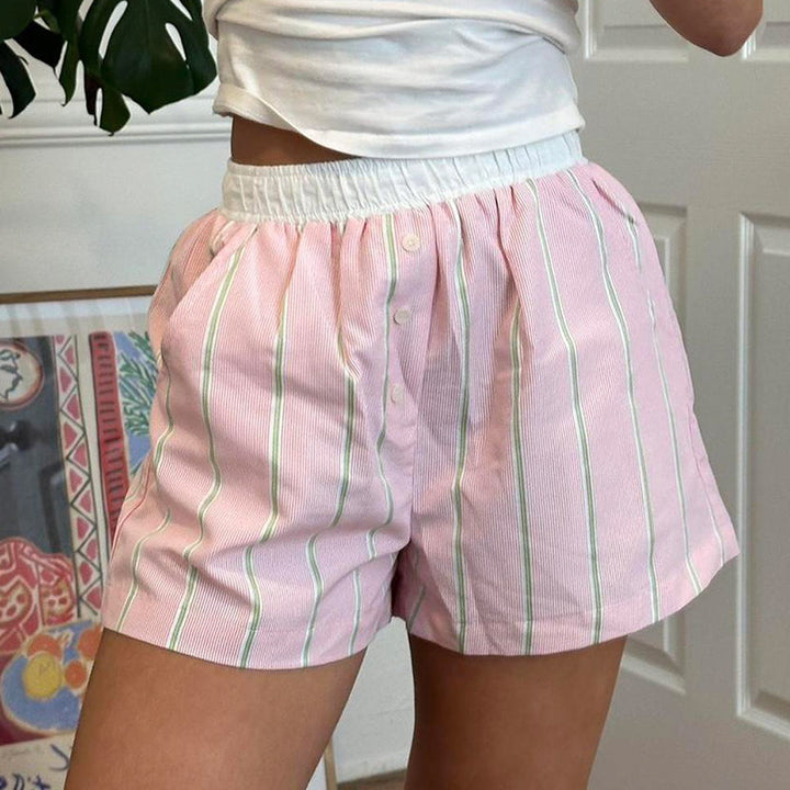 Dame sove shorts med elastisk bund og dekorativ snor Skovae