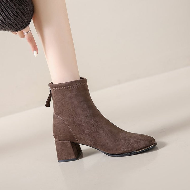 Dame Chunky Heel Spidse Tå Ankel Støvler Stilla