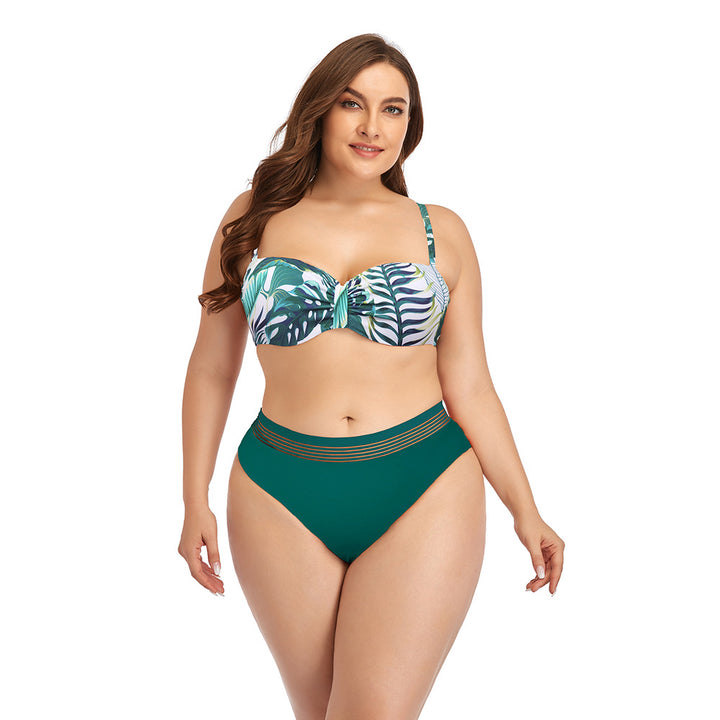 Dame bikini-top med raffineret flæse-design og højt skåret underdel Stilla