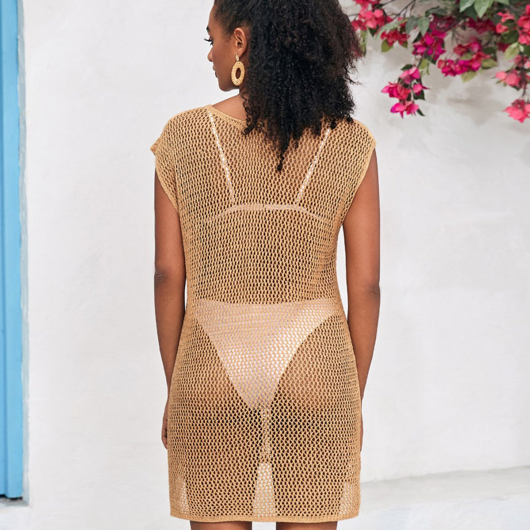 Dame Strandkjole med raffineret netdesign og asymmetrisk stjernemotiv Stilla