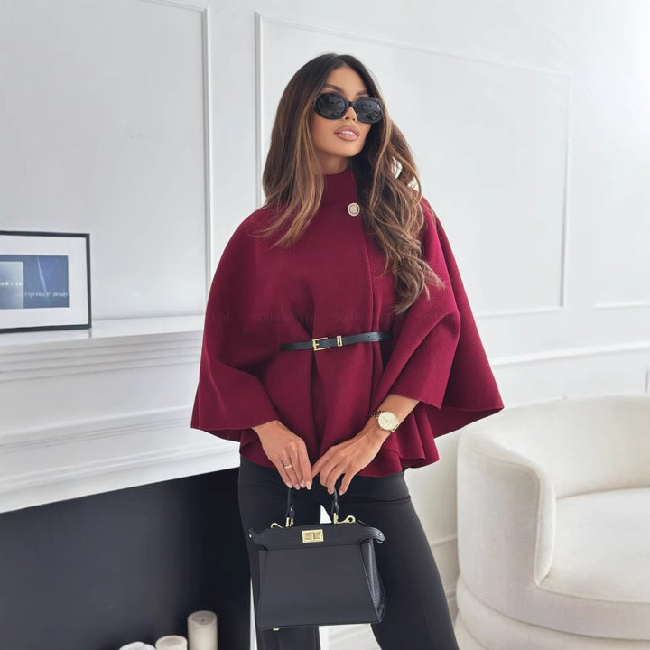 Dame Elegant Oversized-Cape med bælte og moderne snit Stilla