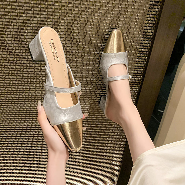 Dame elegante spidse Slingback-hælmules med dekorativ perleaccent Stilla