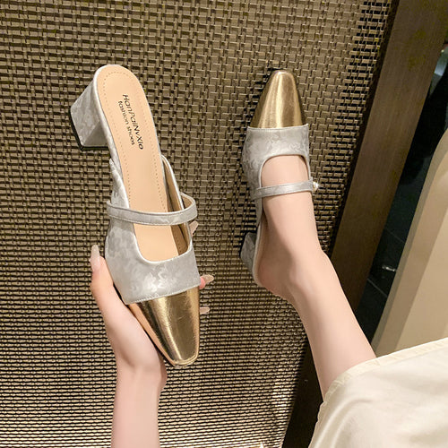 Dame elegante spidse Slingback-hælmules med dekorativ perleaccent Stilla