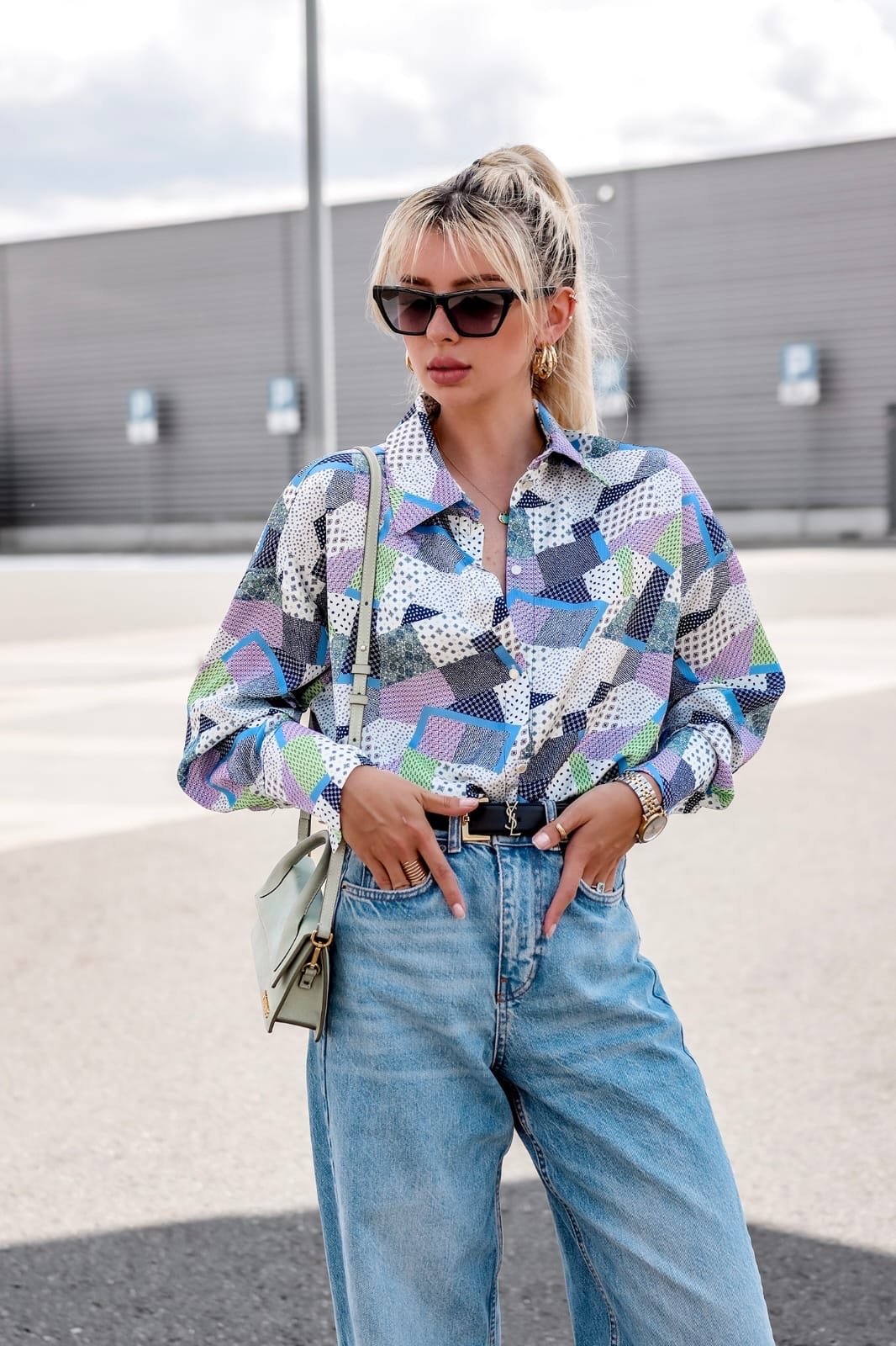 Dame Ternede Skjorte med moderne Patchwork-Design Stilla