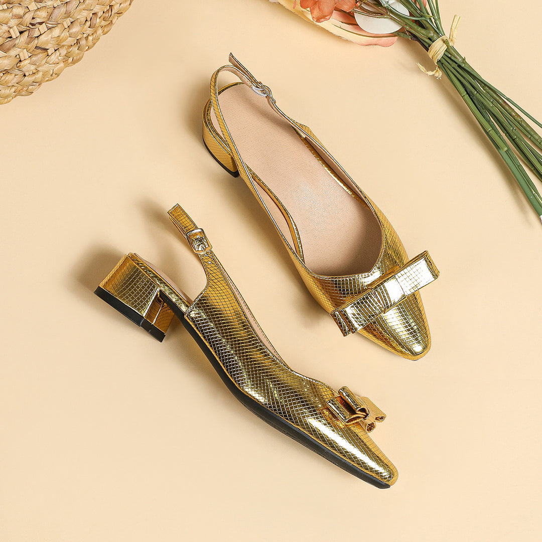 Dame Slingback Pumps med glitrende glans og rem Stilla