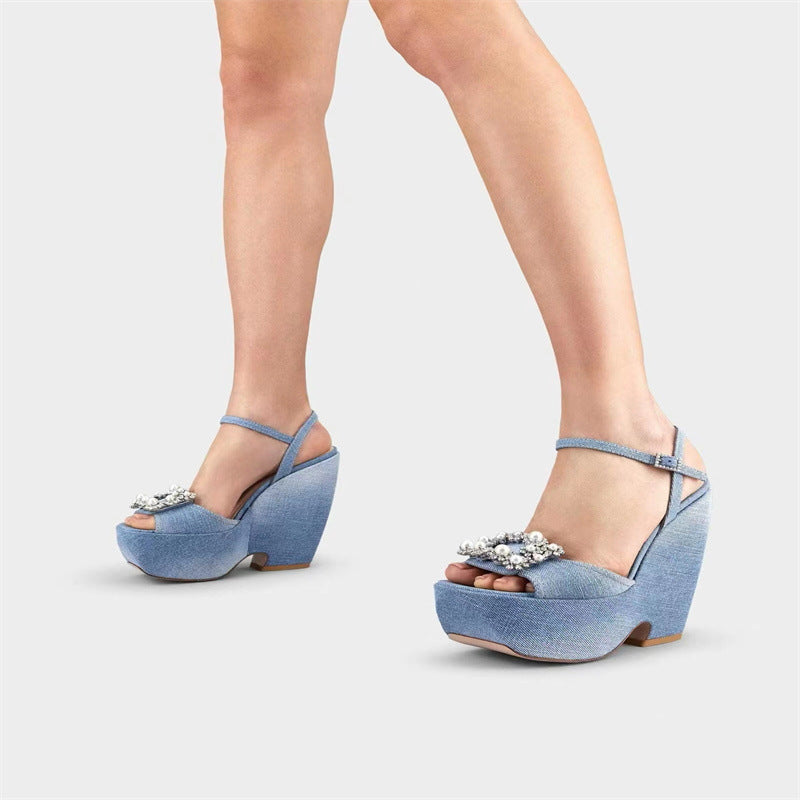 Femme Stilfulde Wedge-Hæle med Pyntede Detaljer Stilla