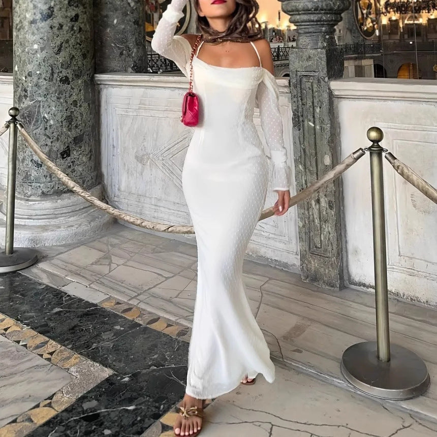Dame Elegant og romantisk aftenkjole med off-shoulder-design Stilla