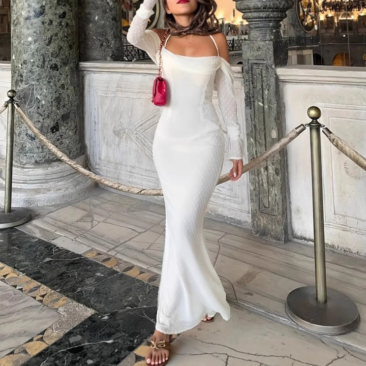 Dame Elegant og romantisk aftenkjole med off-shoulder-design Stilla