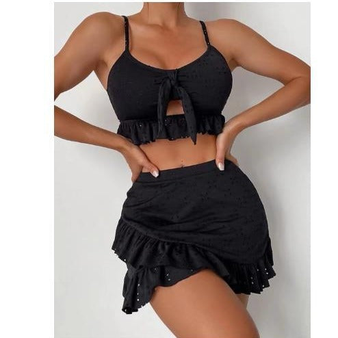 Dame Rynk Crop Top og Nederdel Sæt Stilla