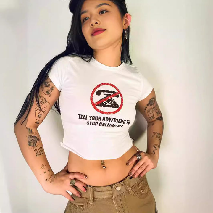 Dame Crop-T-shirt med dit kreative citat Skovae