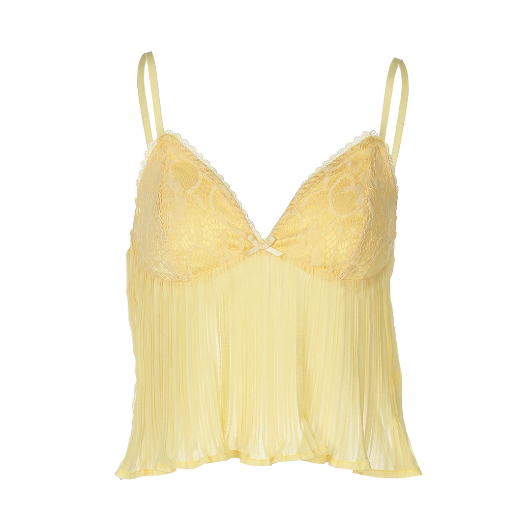Dame Plisseret Spids-Cami-Top med justerbare stropper Stilla