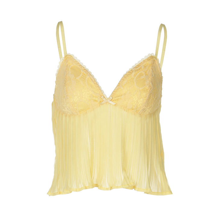 Dame Plisseret Spids-Cami-Top med justerbare stropper Stilla