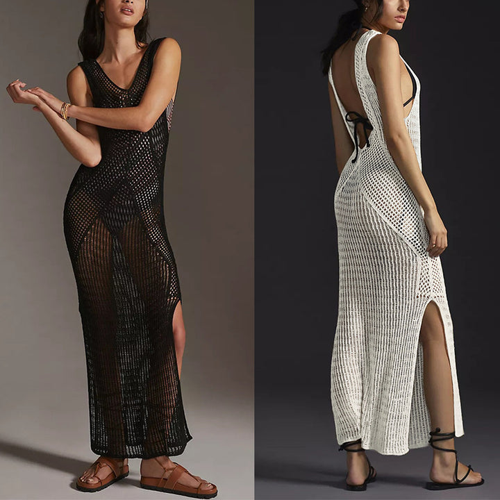 Dame Resort Stil Net Cover-Up Kjole Stilla