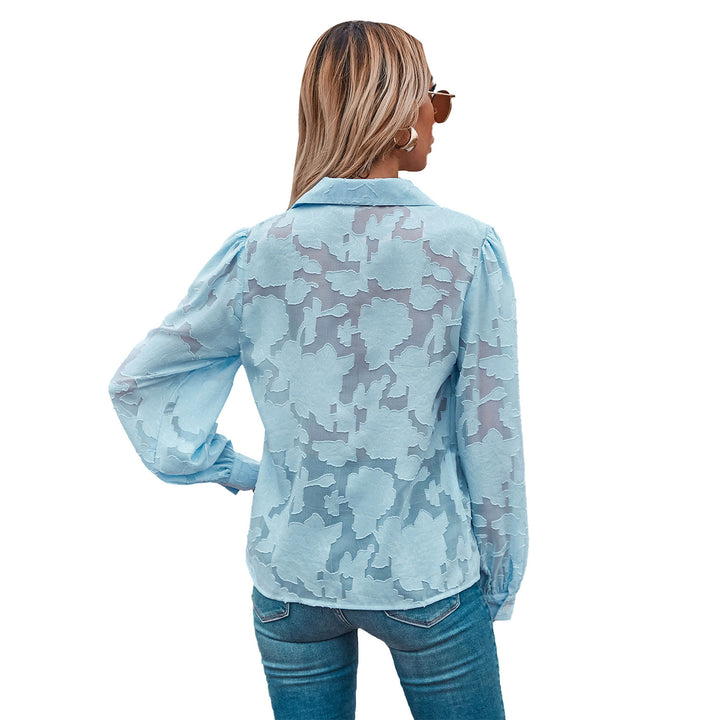 Kvindebluse med ballonformede ærmer og blomsterdesign Stilla