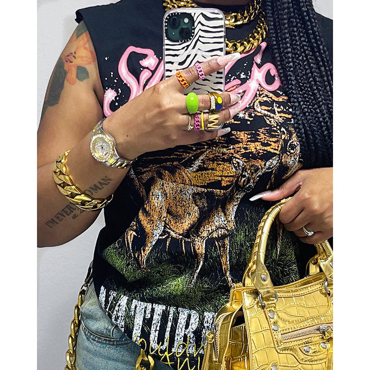 Kvinder Grafisk Tryk Tanktop Stilla