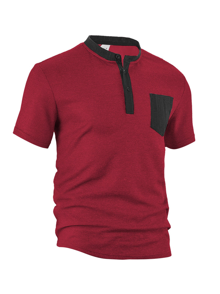 Herrer modigt Henley-shirt med struktureret design og brystlomme Stilla