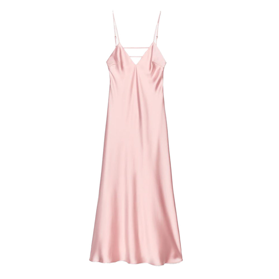 Femme Satin Slip Maxi Kjole med justerbare stropper Stilla