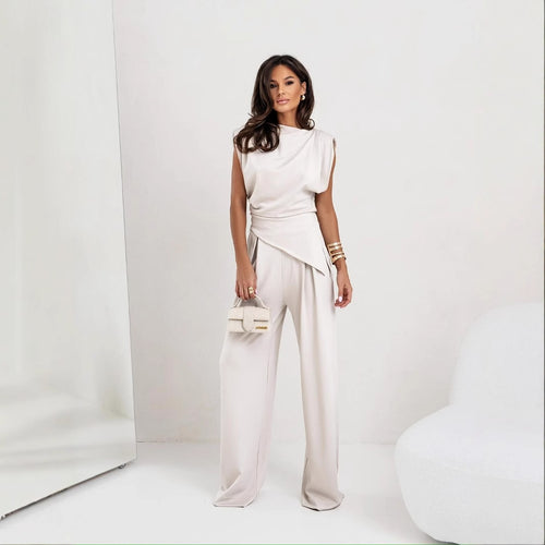 Dame Elegant Jumpsuit med asymmetrisk overdel Stilla