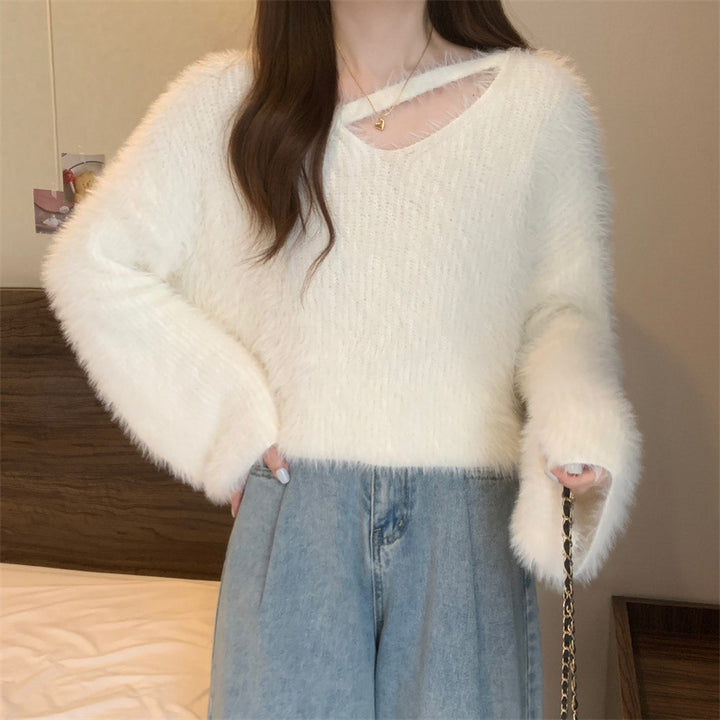 Femme Soft Fluffy Knit Pullover Sweater Stilla