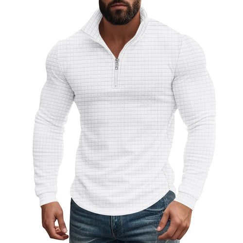 Herrer praktisk ståkrave pullover med lynlås og quiltet design Stilla