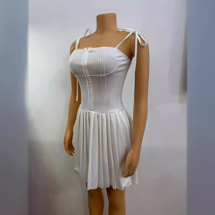 Dame Neckholder Minikjole med plisseret ned cropped top Skovae