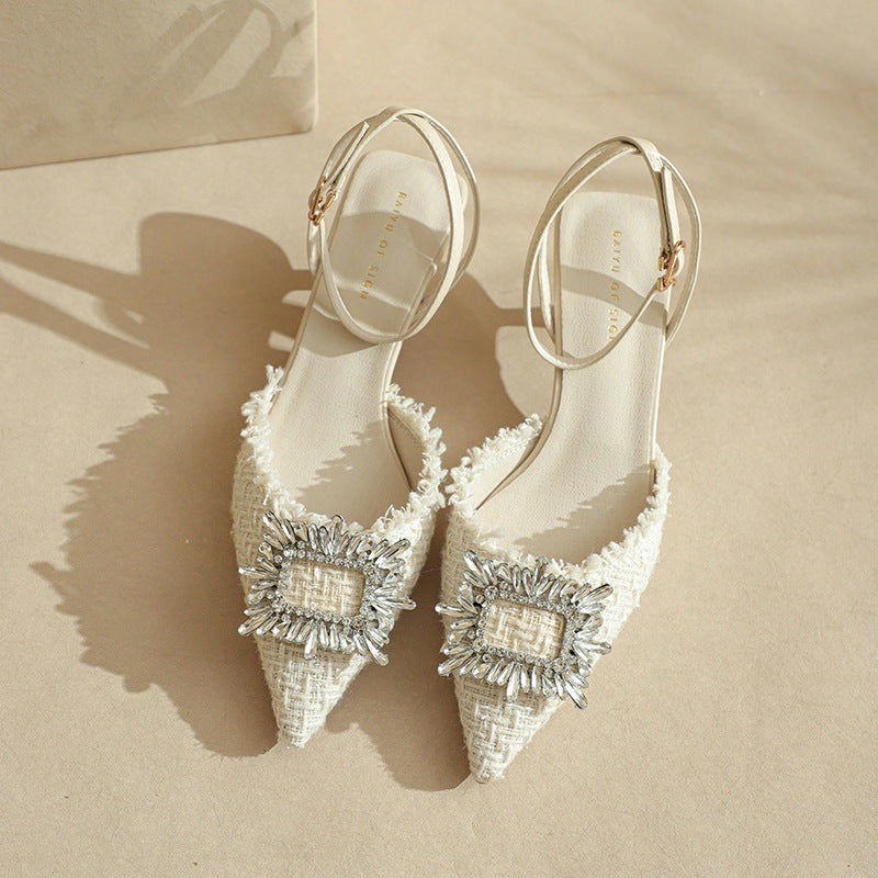 Dame elegante spidse slingback-hæle med krystalfunktion detalje Stilla