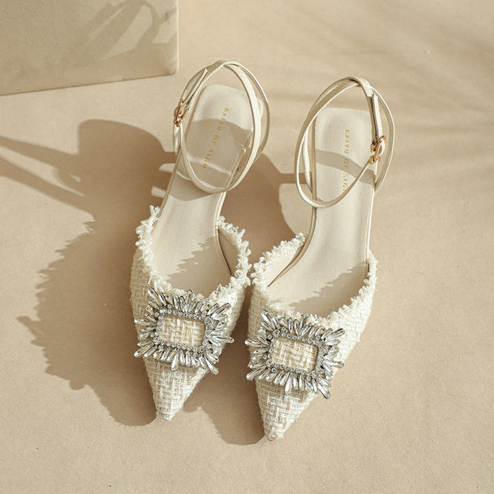 Dame elegante spidse slingback-hæle med krystalfunktion detalje Stilla