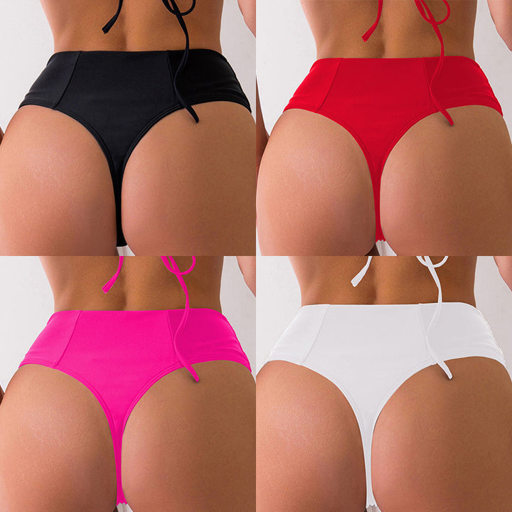 Dame Højskåret bikini-bukser med figurskabende snit og sidestropper Skovae