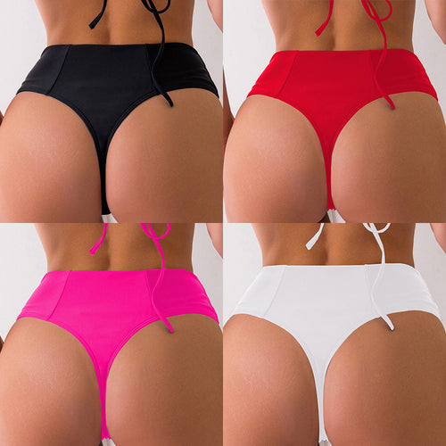 Dame Højskåret bikini-bukser med figurskabende snit og sidestropper Skovae
