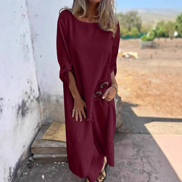 Dame elegant og casual ensemble med asymmetrisk snit og raffineret drapering Stilla