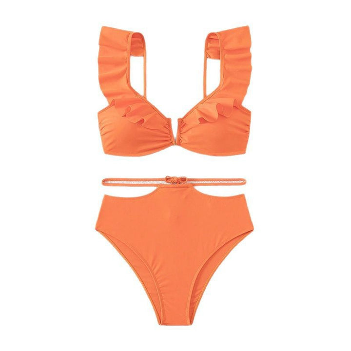 Damer høj talje bikini med voluminøse flæser Skovae