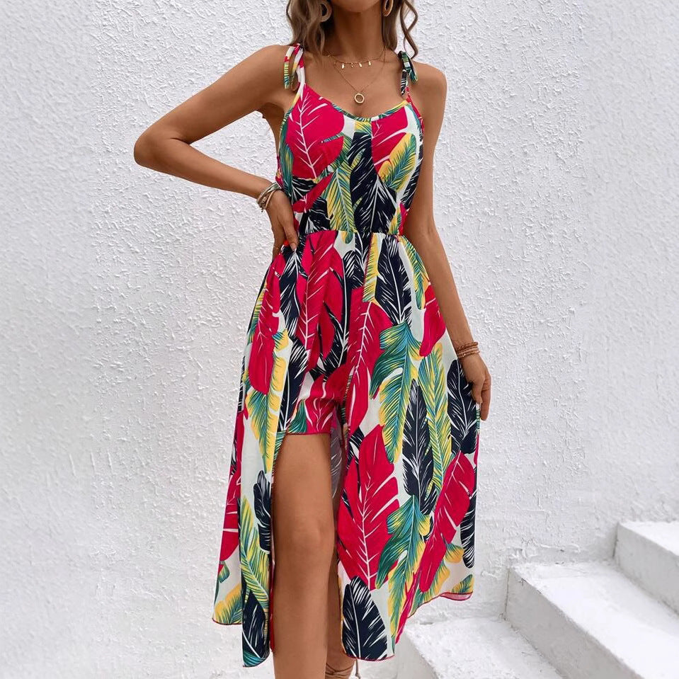 Dame Tropisk Print Maxi Cover-Up Kjole Stilla